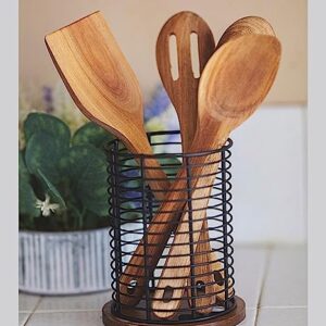 Emerson Ergonomics Wood and Metal Kitchen Utensil Holder Desk Organizer Multi-Purpose Counter Organizer