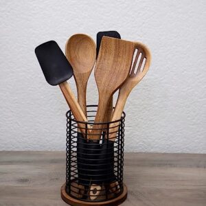 Emerson Ergonomics Wood and Metal Kitchen Utensil Holder Desk Organizer Multi-Purpose Counter Organizer