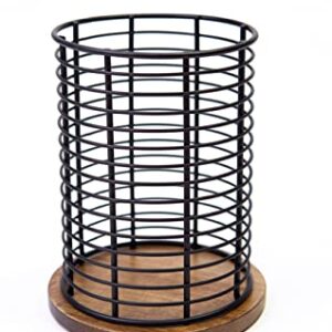 Emerson Ergonomics Wood and Metal Kitchen Utensil Holder Desk Organizer Multi-Purpose Counter Organizer