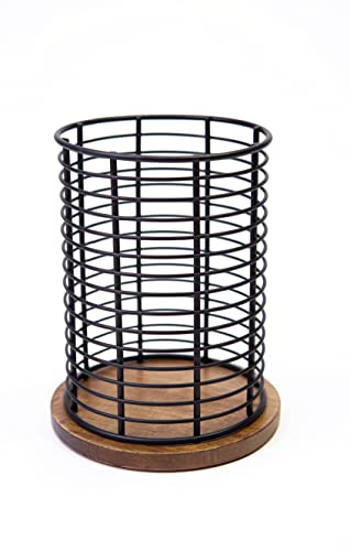 Emerson Ergonomics Wood and Metal Kitchen Utensil Holder Desk Organizer Multi-Purpose Counter Organizer