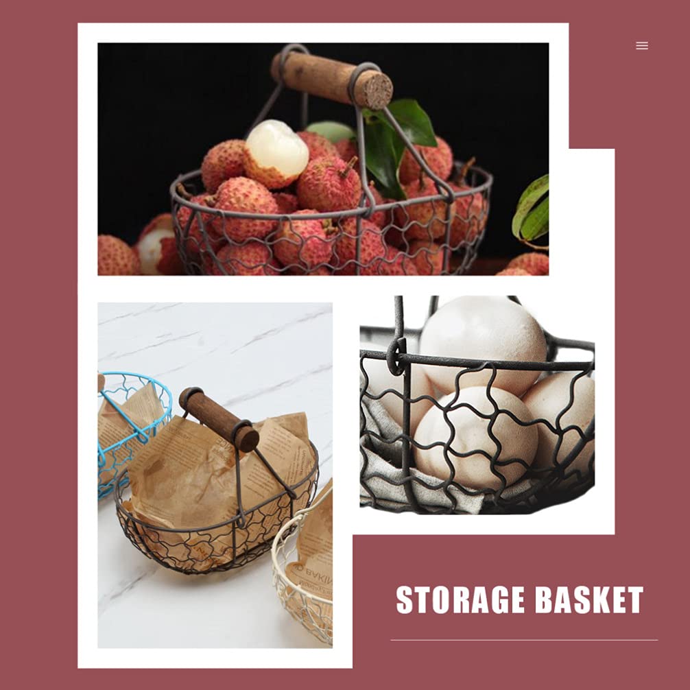 Countertop Egg Holder Wire Storage Basket Iron Food Storage Organizer Wire Grid Bin Egg Holder Pet Book Container for Kitchen Pantry Closet Bathroom Craft Room Wire Mesh Basket