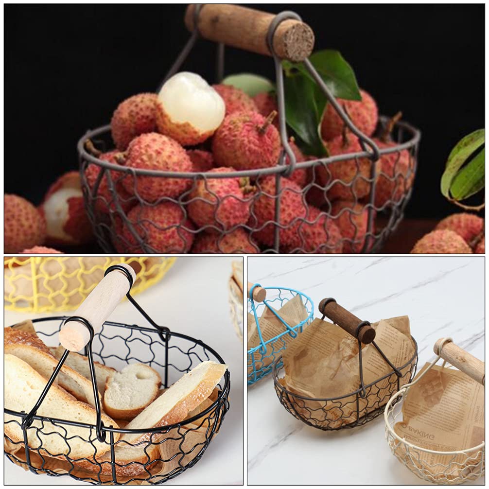 Countertop Egg Holder Wire Storage Basket Iron Food Storage Organizer Wire Grid Bin Egg Holder Pet Book Container for Kitchen Pantry Closet Bathroom Craft Room Wire Mesh Basket