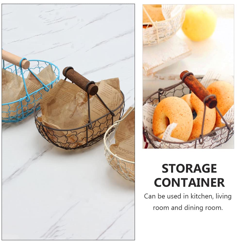 Countertop Egg Holder Wire Storage Basket Iron Food Storage Organizer Wire Grid Bin Egg Holder Pet Book Container for Kitchen Pantry Closet Bathroom Craft Room Wire Mesh Basket