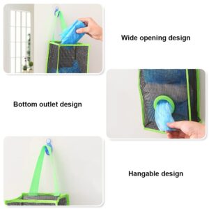 RUIBAOCHEN Plastic Bag Holder，Hanging Folding Mesh Garbage Bag ， Transparent Grocery Bag Dispenser for Kitchen Travelling Supplies Size S