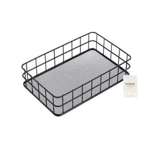 hizibesty black metal wire cabinet organizer storage organizer bin basket tray - for kitchen pantry pantry fridge, closets, garage laundry bathroom 9.45"x6.10"x2.17”