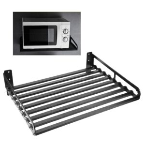 BHDD Alumimum Microwave Oven Wall Mount, Wall Microwave Stand Shelf Metal Shelving Heavy Duty Commercial Or Household Grade Microwave Rack, with Fixing Kit, for Kitchen, Restaurant, Laundry(50x40)