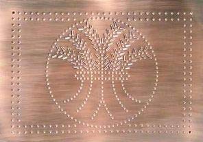 copper wheat stalks pattern pie safe tin panel | punched tin panels for horizontal use | pie safe, cabinet, bread boxes, kitchen furniture hardware | t11-stl-hw-ac (1)