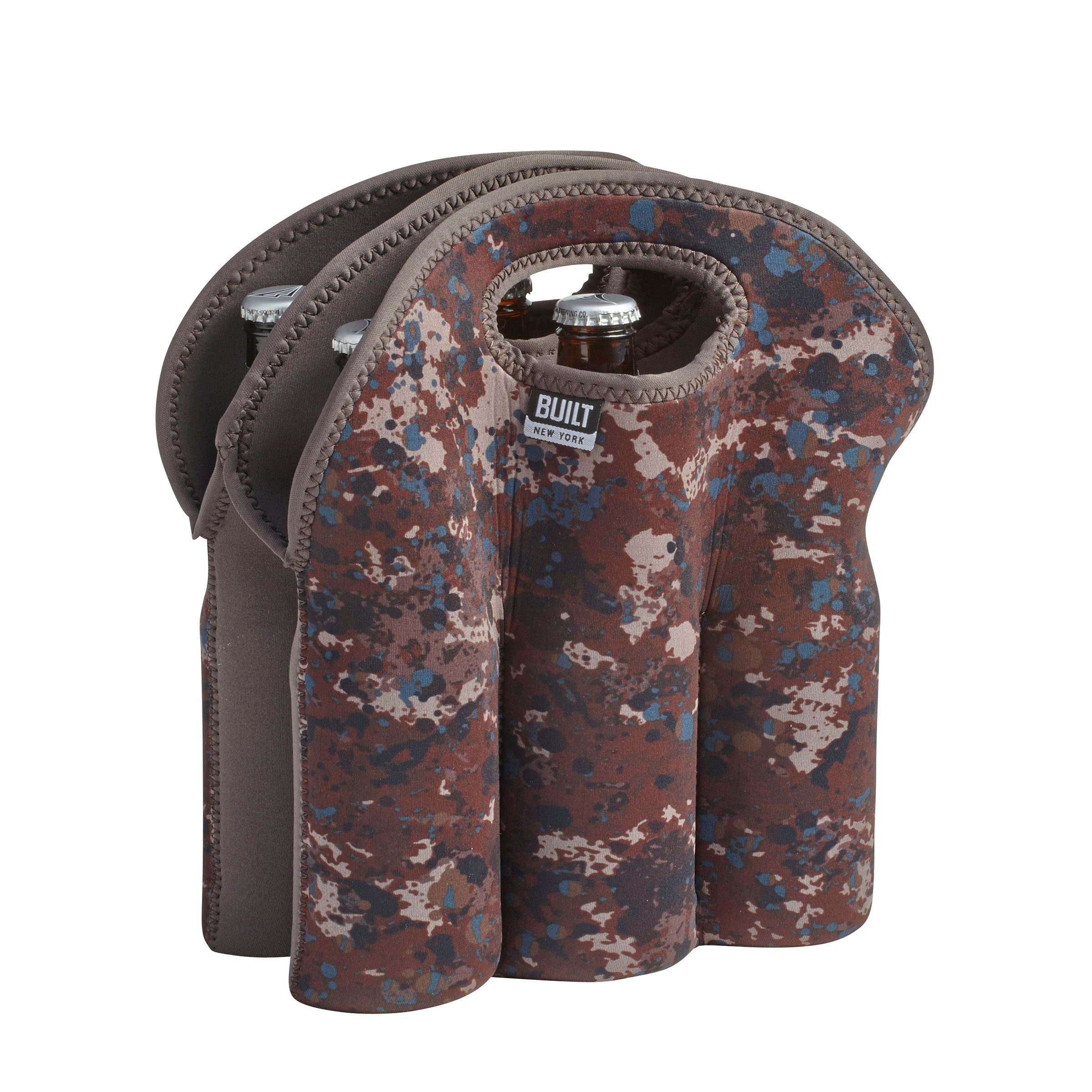 BUILT Six-Pack Soft-Grip Insulated Neoprene Beer Bottle Carrier Tote Tweed Camo 5158526