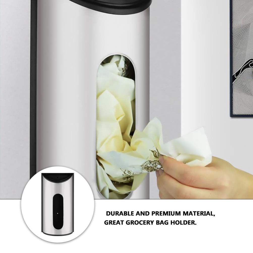 DOITOOL Stainless Steel Grocery Bag Dispenser Wall Mount Plastic Bag Holder Organizer Garbage Bag Container for Home Kitchen