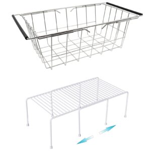 chest freezer organizer bin expandable wire basket storage, cabinet shelf organizer freezer shelf rack
