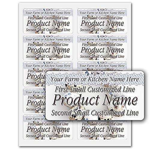 Quail Eggs Rectangle Personalized Farm Home Kitchen Name Store Product Present Mason Jar Labels (A-Label, 100 Labels on 10 Sheets)