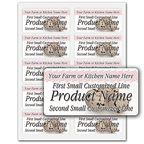 Quail Eggs Rectangle Personalized Farm Home Kitchen Name Store Product Present Mason Jar Labels (A-Label, 100 Labels on 10 Sheets)