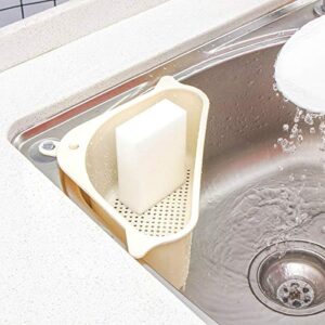 rft Sponge Holder, Sink Caddy Triangular Drain Shelf Storage Rack Sponge Holder for Kitchen Sink Sucker for Kitchen Bathroom Support Corner Hanging Shelf Soap Box.