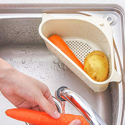 rft Sponge Holder, Sink Caddy Triangular Drain Shelf Storage Rack Sponge Holder for Kitchen Sink Sucker for Kitchen Bathroom Support Corner Hanging Shelf Soap Box.