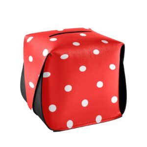 senya tissue box cover,red polka dots leather square tissue box holder - 5.7"x5.7"x5.7"(228vb7b)