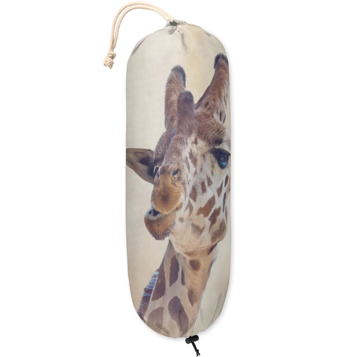 Painting Of Giraffe Grocery Plastic Bag Holder Wall Mount Plastic Bags Organizer Storage Dispenser Animal Giraffe Shopping Trash Bags Carrier for Home Kitchen Decor