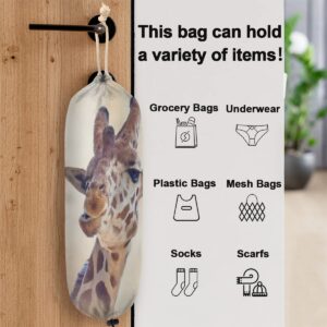 Painting Of Giraffe Grocery Plastic Bag Holder Wall Mount Plastic Bags Organizer Storage Dispenser Animal Giraffe Shopping Trash Bags Carrier for Home Kitchen Decor