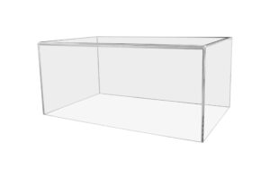 20" x 12" x 9" acrylic display riser box with one open side no lid versatile clear rectangular retail product platform and merchandise storage bin by marketing holders