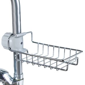kitchen sink caddy organizer,stainless steel faucet storage rack sponge holder for kitchen accessorie,scrubbers, soap, bathroom silver