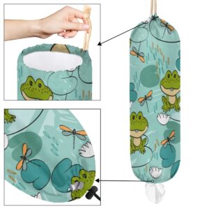 Plastic Bag Holder Cartoon Funny Frog Wall Mount Grocery Bag Organizer Holder Hanging Trash Bag Storage Dispenser for Home Kitchen Pantry Door Organization Decor