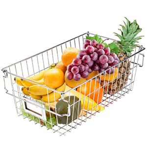 Large Stackable Wire Baskets for Pantry Organization, Expandable Cabinet Shelf Organizer