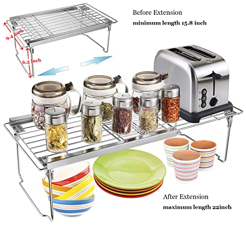 Large Stackable Wire Baskets for Pantry Organization, Expandable Cabinet Shelf Organizer