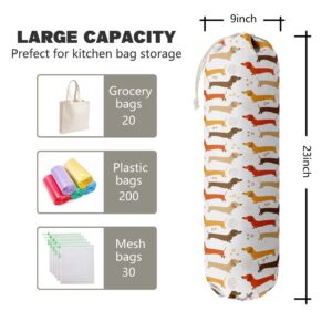 Dog Pattern Grocery Bags Holder Organizer For Shopping Bags，Wall Mount Plastic Bags Storage Container Dispensers, Pet Lovers Home Kitchen Gifts For Dog Mom, Dog Dad, Women, Family, Friends