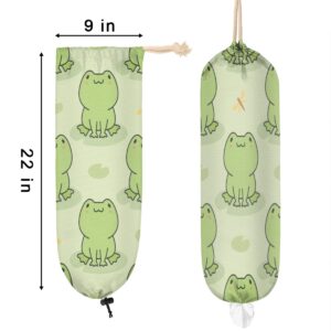 Kawaii Frog Plastic Bag Holder Wall Mount Grocery Bag Holder Reusable Trash Bag Organizer Washable Large Grocery Bag Storage Dispenser ​for Kitchen Pantry