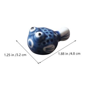 HEMOTON 2Pcs Ceramics Chopsticks Rests Hand Painted Japanese Style Puffer Fish Shape Dinner Spoon Stand Knife Fork Holder Pen Holder for Home Kitchen Tableware Support Dark Blue