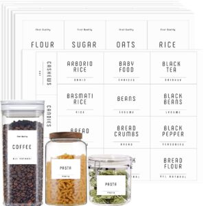 v2croft 134 pantry labels for containers, minimalist farmhouse style, white matte stickers black text, preprinted organizaiton labels for jars, bottles & canisters storage bins(waterproof)