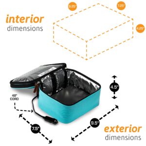 HOTLOGIC Mini XP Portable Electric Lunch Box Food Heater - Expandable Food Warmer Tote and Heated Lunchbox for Adults Work/Car/Home - Easily Cook, Reheat, and Keep Your Food Warm - TEAL - 120V