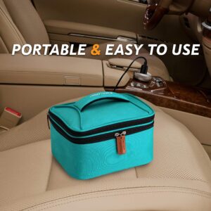 HOTLOGIC Mini XP Portable Electric Lunch Box Food Heater - Expandable Food Warmer Tote and Heated Lunchbox for Adults Work/Car/Home - Easily Cook, Reheat, and Keep Your Food Warm - TEAL - 120V