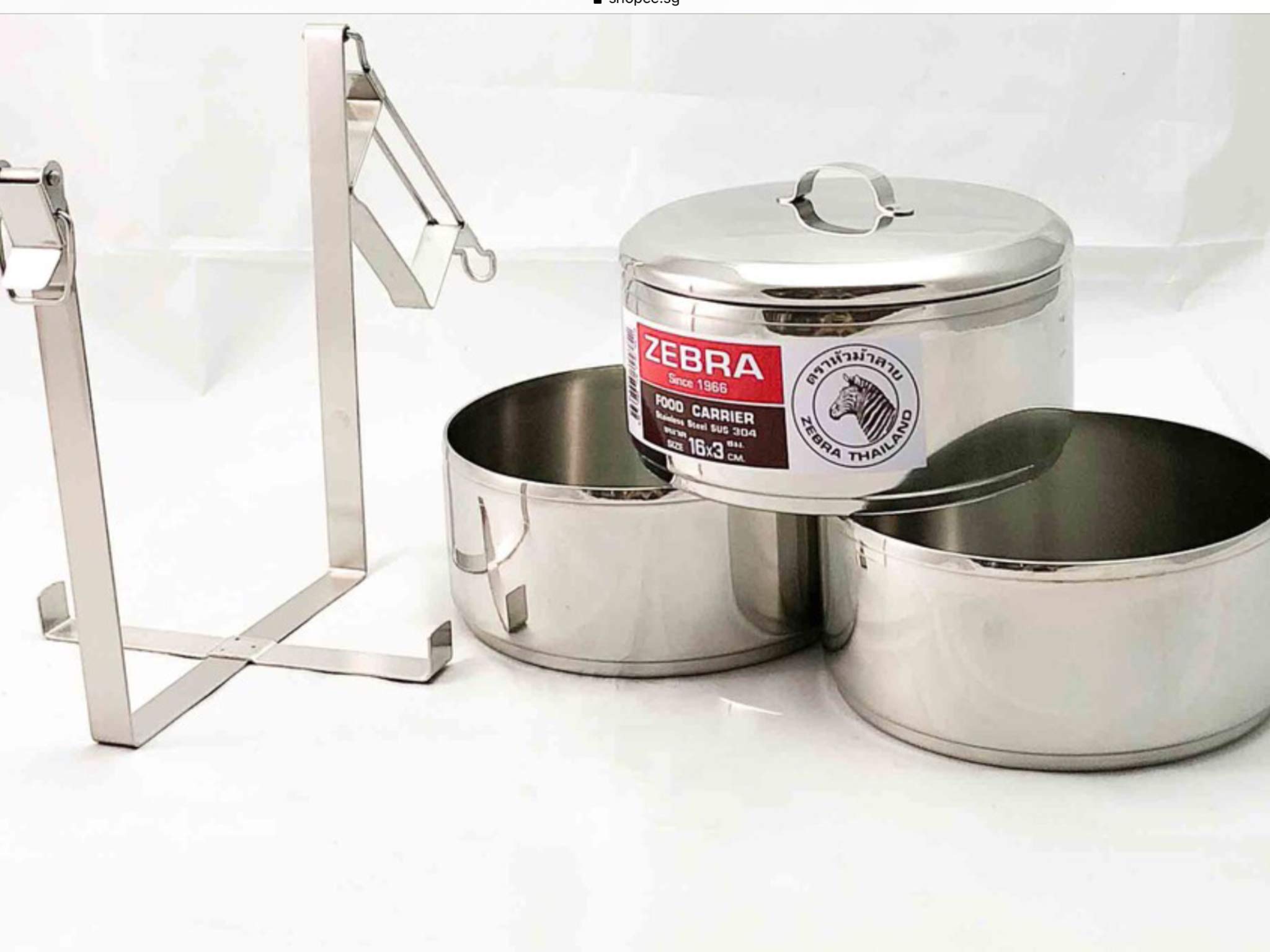 Zebra Stainless Steel (sus304) Food Carrier 3x16cm. Made in Thailand.