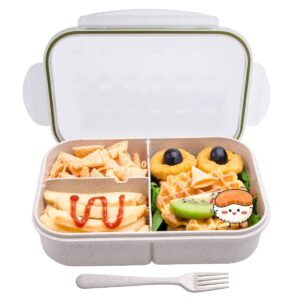 MISS BIG Bento Box, Bento Lunch Box,Ideal Leak Proof Bento Boxes for kids,Mom’s Choice Kids Lunch Box, No BPAs and No Chemical Dyes,Microwave and Dishwasher Safe(White L & White M)