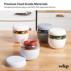 W&P Porter Seal Tight Glass Lunch Bowl Container w/Lid Blush 24 Ounces Leak & Spill Proof, Soup & Stew Food Storage, Meal Prep, Airtight, Microwave and Dishwasher Safe, BPA-Free Glass