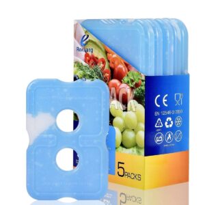 rev. lang cold ice pack brick reusable long lasting cool slim thin freezer pack cooler for lunch boxes bag(200g,set of 5)