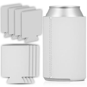 csbd 12 pack blank can coolers, foam collapsible insulated can sleeves for beer, soda, water bottles, bulk customizable sublimation blanks for diy, htv vinyl projects, parties, weddings - white