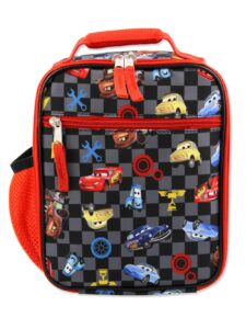 disney cars meal holder, lightning mcqueen boys soft insulated school lunch box (one size, black/red)