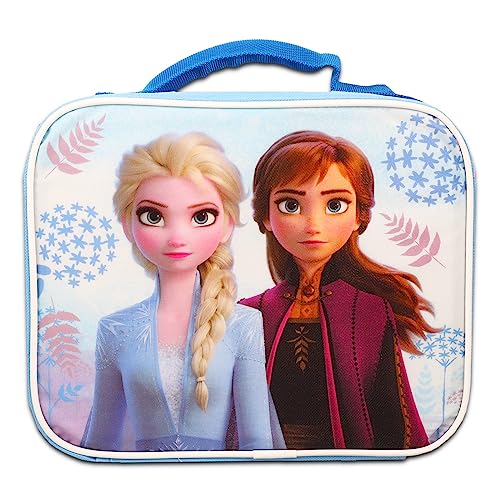 Disney Frozen Backpack and Lunch Bag Set - Disney School Supplies Bundle with Elsa Backpack and Insulated Lunch Box Plus Water Bottle, Stickers, and More (Frozen Backpack for Kids)