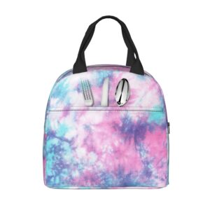 prelerdiy pastel blue pink tie dye lunch box insulated meal bag lunch bag reusable snack bag food container for boys girls men women school work travel picnic
