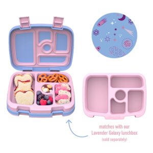 Bentgo® Kids Prints Tray with Transparent Cover - Reusable, BPA-Free, 5-Compartment Meal Prep Container with Built-In Portion Control for Healthy Meals At Home & On the Go (Lavender Galaxy)