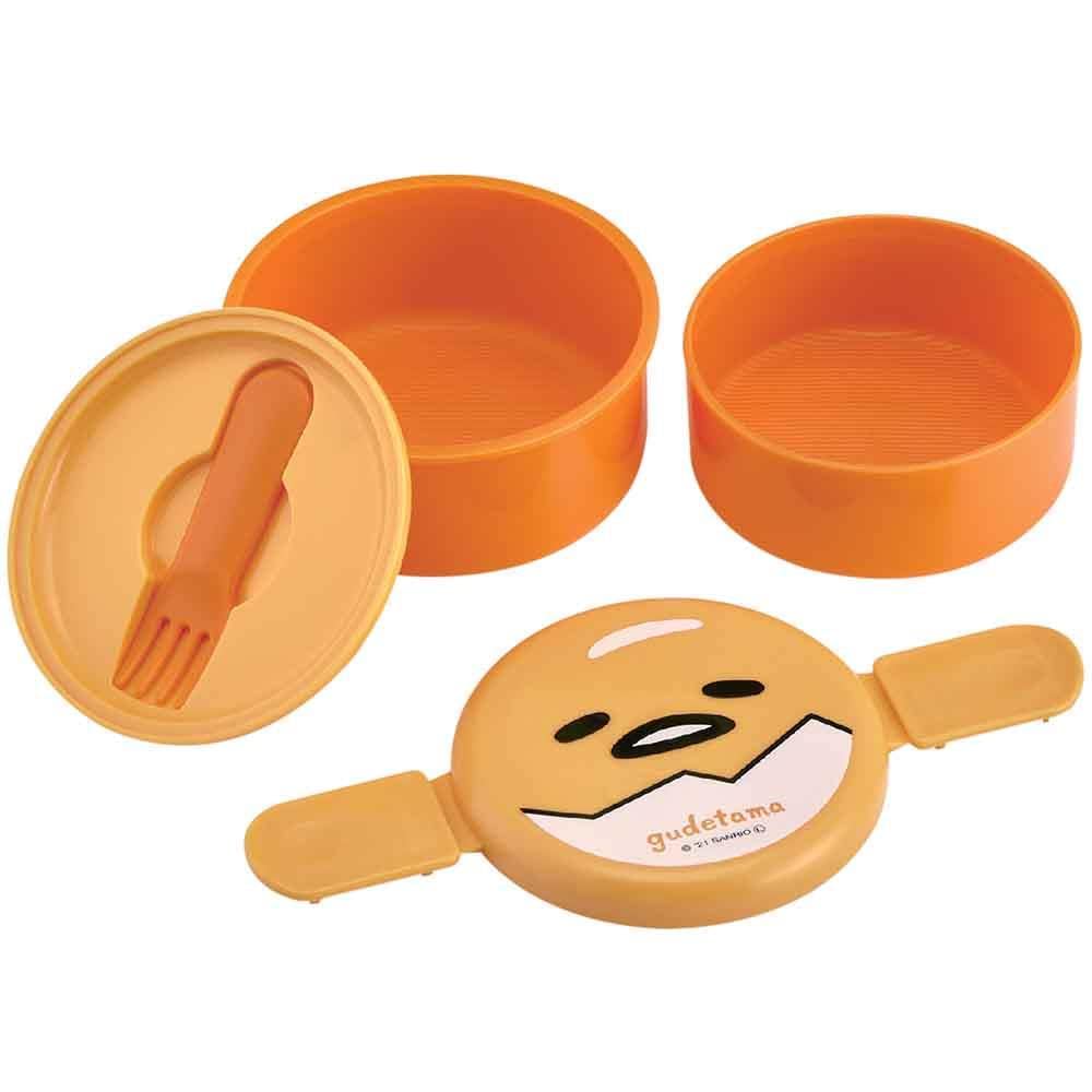 Skater ONWR1-A Round Lunch Box, 16.9 fl oz (500 ml), With Fork, Gudetama Face, Sanrio, Made in Japan