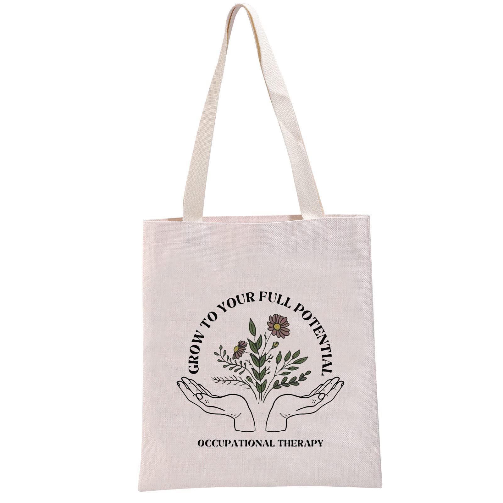 G2TUP Occupational Therapist Thank You Gift OT Canvas Tote Bag Grow To Your Full Potential Shopping Handbag Occupational Therapy Graduation Gift (Grow To Your Full Potential Handbag)