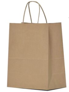 qutuus kraft gift bags large with handles 25 pcs 10x5x13 inch brown gift bags, kraft paper bags for shopping reusable grocery bag