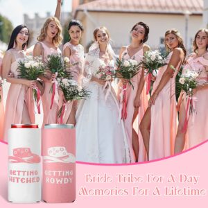 11 Pcs Bachelorette Can Coolers Sleeves Slim Getting Rowdy Getting Hitched Insulated Neoprene Drink Holders for Bachelorette Party Supplies Bridal Shower Wedding Party Decorations, 1 White and 10 Pink