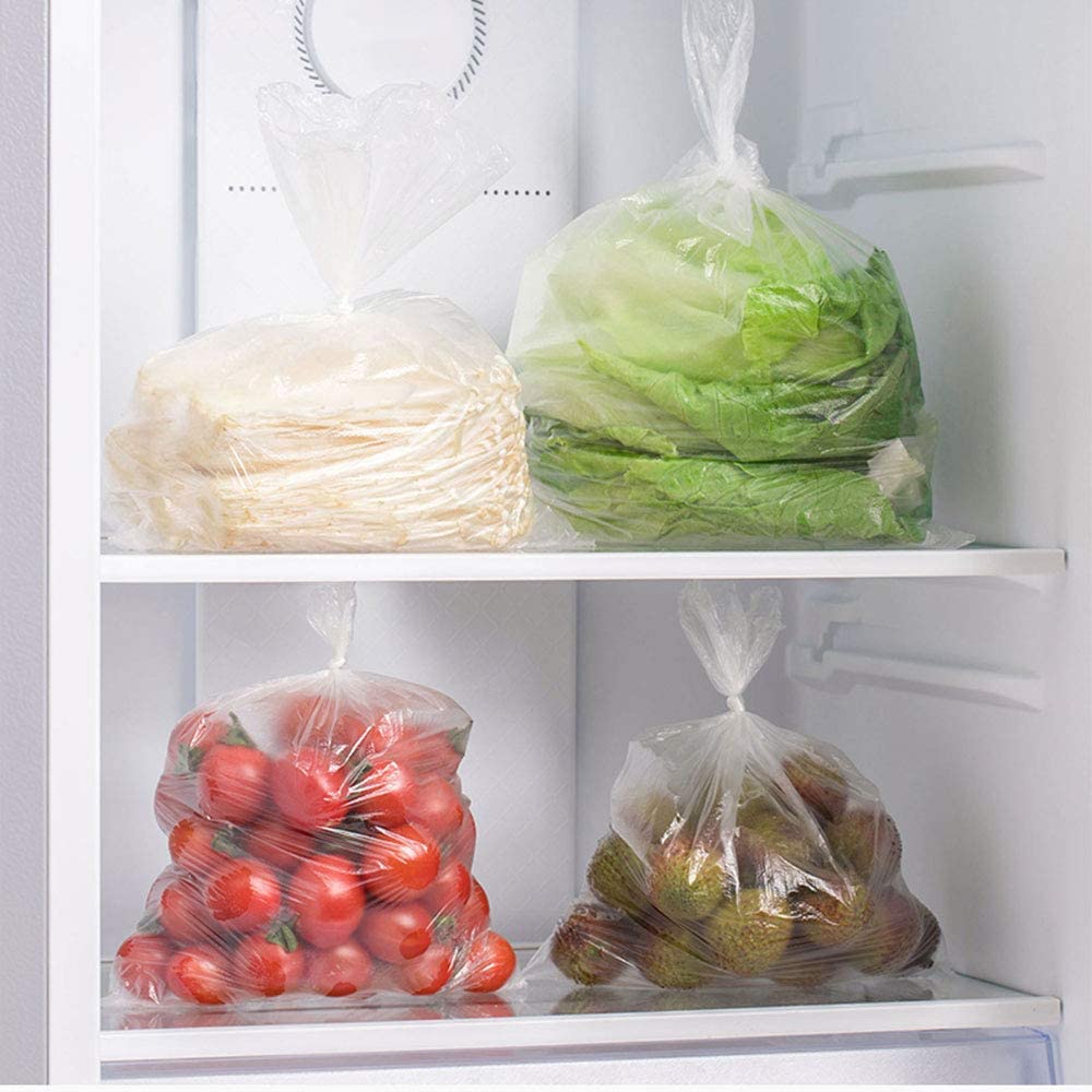 Emuardoe Food Storage Bags, 2pack 12 x 20 Plastic Produce Bag on a Roll, Fruits, Vegetable, Bread, Food Storage Clear Bags, Bread and Grocery Clear Bags, 350 Bags Per Roll (2 Roll)