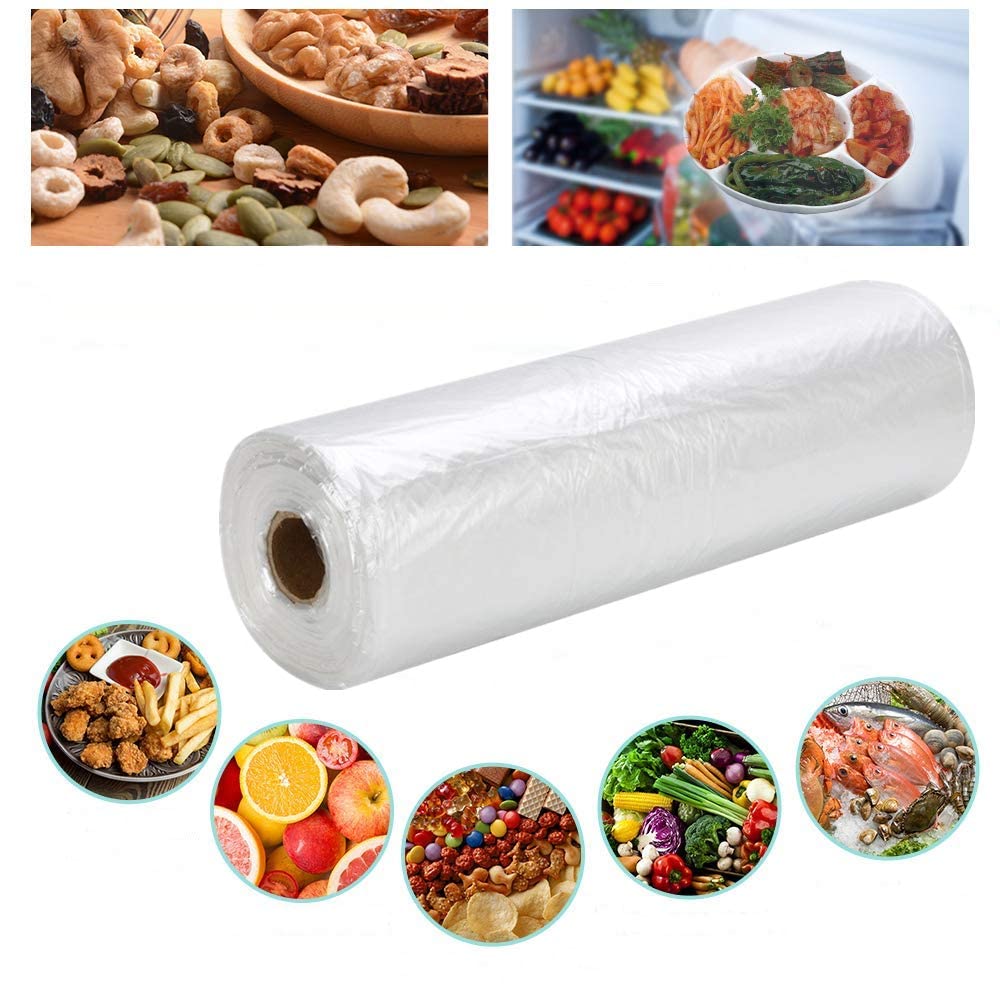 Emuardoe Food Storage Bags, 2pack 12 x 20 Plastic Produce Bag on a Roll, Fruits, Vegetable, Bread, Food Storage Clear Bags, Bread and Grocery Clear Bags, 350 Bags Per Roll (2 Roll)
