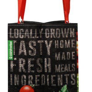 Earthwise Reusable Grocery Shopping Bags Extremely Durable Multi Use Large Stylish Fun Foldable Water-Resistant Totes Design - Chalkboard Veggies (Pack of 5)