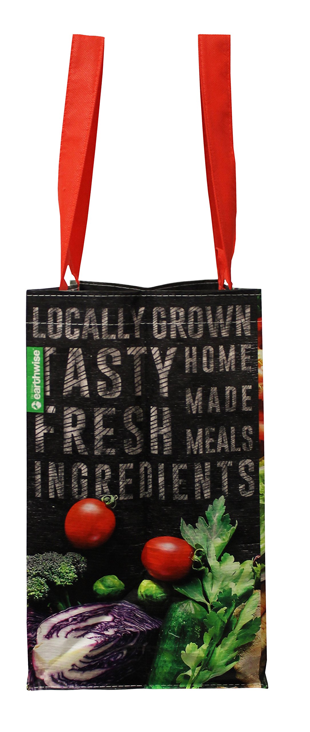 Earthwise Reusable Grocery Shopping Bags Extremely Durable Multi Use Large Stylish Fun Foldable Water-Resistant Totes Design - Chalkboard Veggies (Pack of 5)