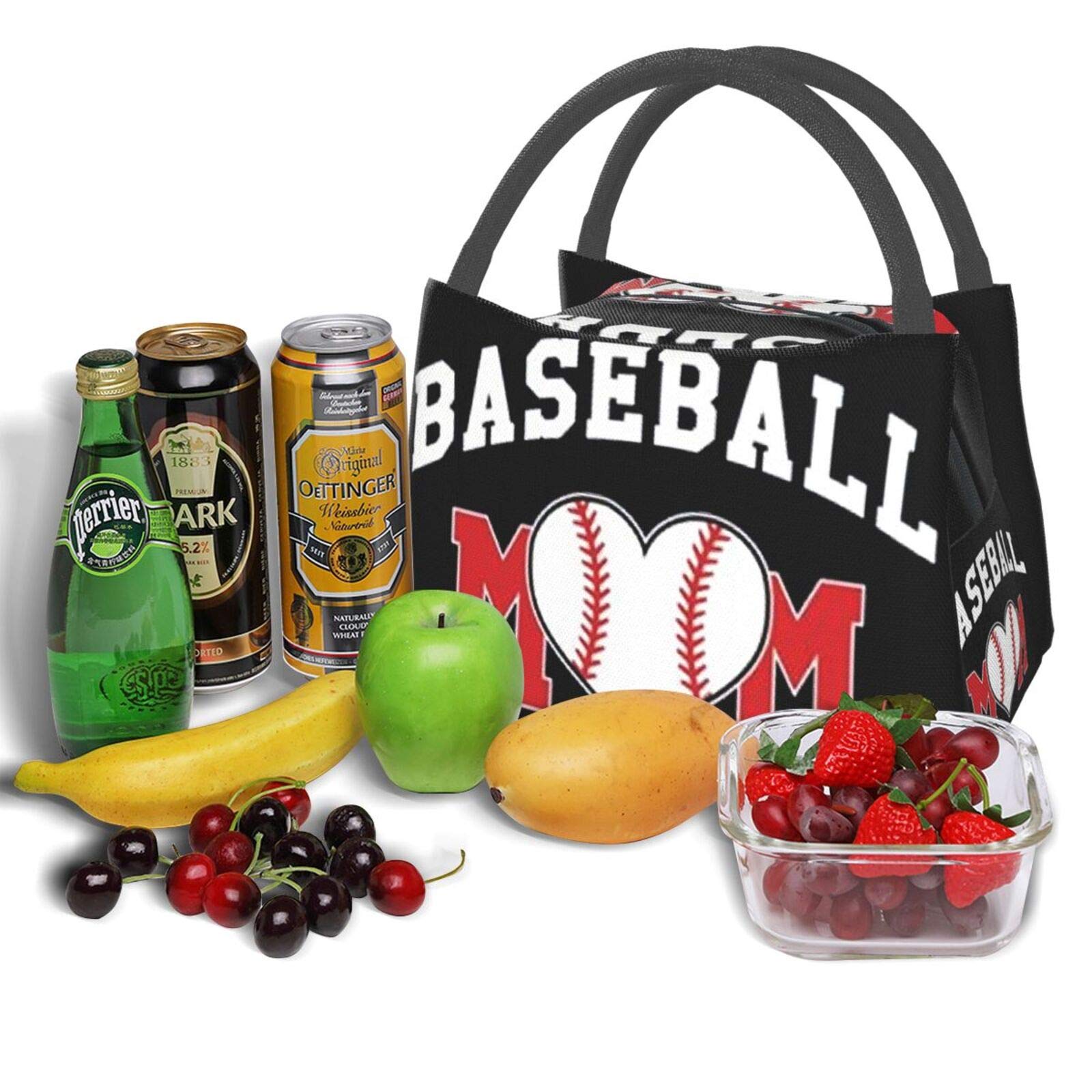 Baseball Mom Insulated Lunch Box Cooler Tote Bag Organizer Bag For Women